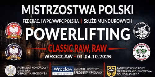 \ud83c\uddf5\ud83c\uddf1 Mistrzostwa Polski WPC \/ AWPC Polska & S\u0142u\u017cb Mundurowych w Tr\u00f3jboju Si\u0142owym 2026 | Wroc\u0142aw