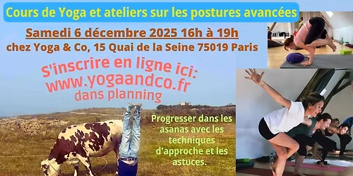 Cours de Yoga de 3 heures avec ateliers sur les postures avanc\u00e9es \u00e0 Paris