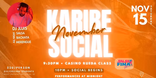 Karibe November Social - Salsa, Bachata & Merengue