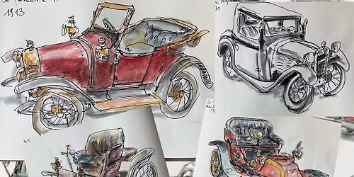 Schetsen in het Oldtimermuseum Bossaert Vleteren