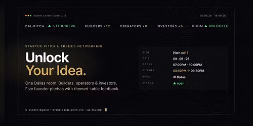 Startup Pitch & Themed Networking Dallas | Unlock Your Idea