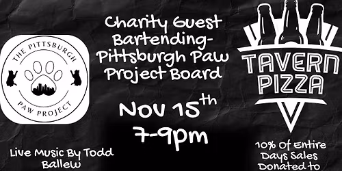 Charity Guest Bartending- The Pittsburgh Paw Project 