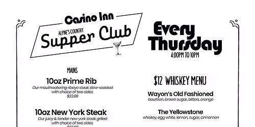 Alpine\u2019s Country Supper Club Dinner & Show at Casino Inn