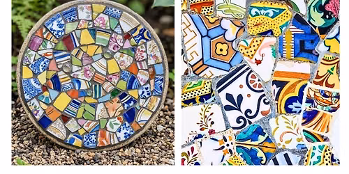 Mosaic Glass and Ceramic Garden Stone Workshop - North Bellingham