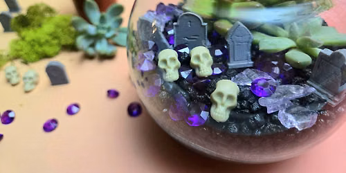 Make a Halloween Cemetarium (Terrarium) at Lucky Goat Coffee