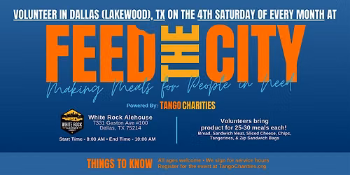 Feed The City Dallas (Lakewood): Making Meals for People In Need