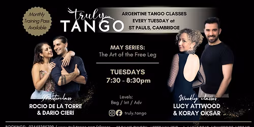 05\/05 TRULY TANGO Cambridge: Enganches & Ganchos + Practica until 10pm!