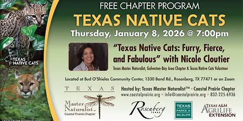 Free Chapter Program: "Texas Native Cats: Furry, Fierce and Fabulous" with Nicole Cloutier