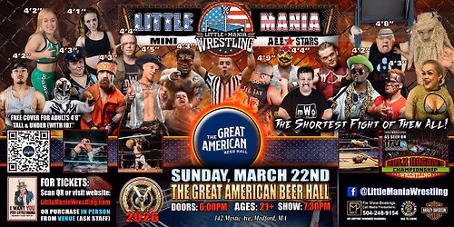 Medford, MA - Little Mania Mini Wrestling @ The Great American Beer Hall