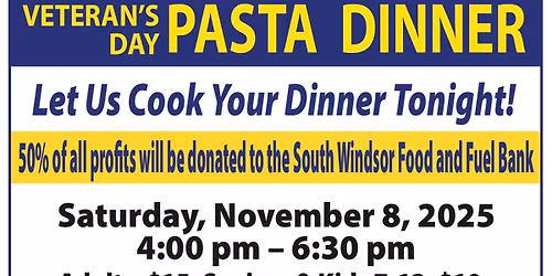 Veteran\u2019s Day Pasta Dinner