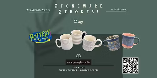 Stoneware Strokes! Mugs at Pottery By You!