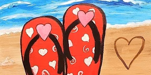 Enjoy painting this fun \u201cFlip flops\u201d paint and sip, bring the whole family