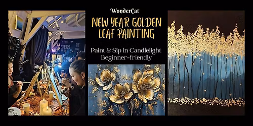 New Year Golden Leaf Paint & Sip in Candlelight - beginner friendly