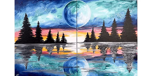 Moon Over a Forest Lake - Paint and Sip in San Antonio | Classpop!\u2122