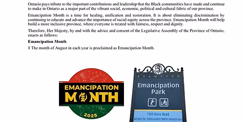 Emancipation Month Bill 75 4th Annual Royal Assent Anniversary