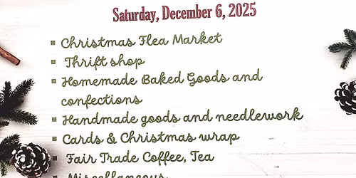 UMW Christmas Bazaar, 1215 Gibbon Street, December 6, 9am-noonnoon