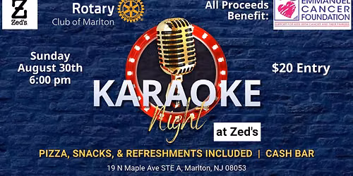 Marlton Rotary Karaoke Night to Benefit Emmanuel Cancer Foundation
