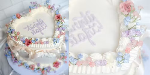 HTX Cake Decorating Experience: Floral Heart Cake