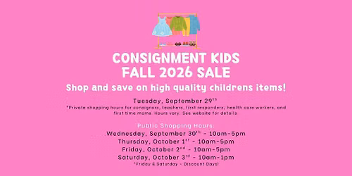 Consignment Kids Fall 2026 Sale