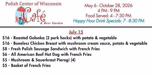 July 15 Wednesday Night Caf\u00e9