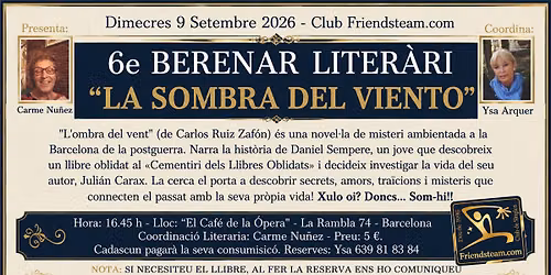 6er BERENAR LITER\u00c0RI: "LES CALCES AL SOL\u00a8. Dimecres 9 Setembre 2026 - Club Friendsteam