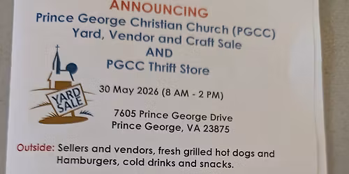 PGCC Yard, Vendor and Craft Sale and PGCC Thrift Store