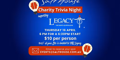 Salt House April Trivia Night - Supporting FNQ Legacy 