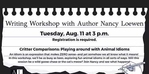 Writing Workshop with Author Nancy Loewen for Kids
