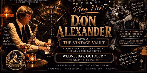 Don Alexander LIVE at The Vintage Vault | Piano, Sax, Swing & More