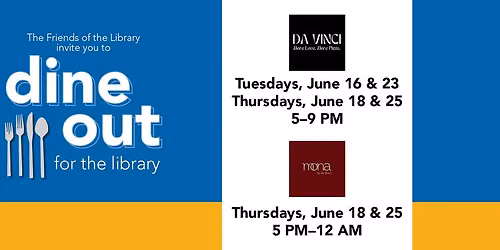 Dine Out for the Library at Mona Bar & Lounge