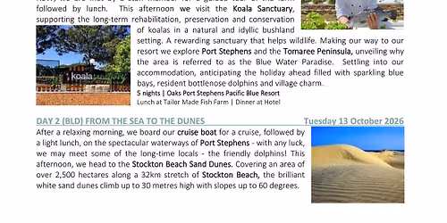 Port Stephens Coastal & Hunter Valley Explorer