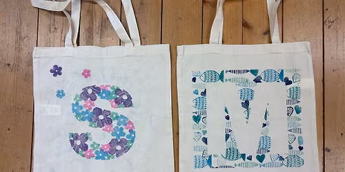Block printed tote bag