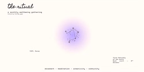 The Ritual #2 \u2014 a monthly wellbeing gathering - October Edition
