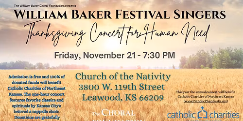 William Baker Festival Singers Perform a Benefit for Catholic Charities