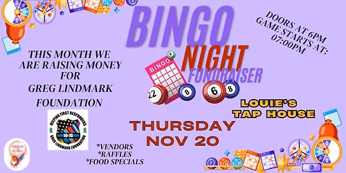 Bingo Night Fundraiser ~  Greg Lindmark Foundation