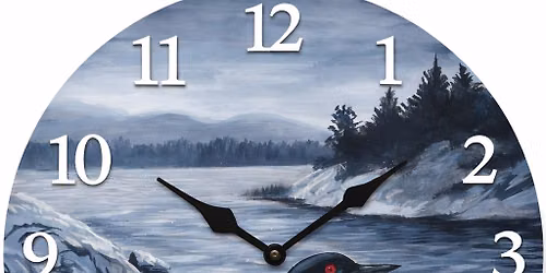 06\/11 Paint Call of the Loon on a 14" Wood Wall Clock at Tops Pizza & Grill, Rosemount,MN at 6:30 PM