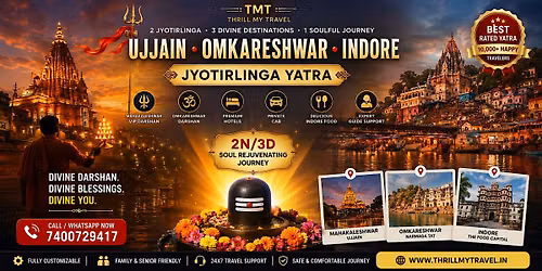 Ujjain Tour Package From Indore |Mahakal VIP Darshan, Omkareshwar,  Cab