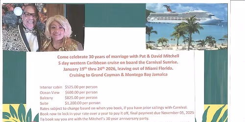 David and Pat's 30th Anniversary Cruise