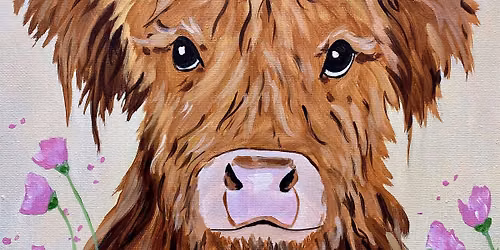 Highland Cow Dreams paint and sip in Newport Beach!