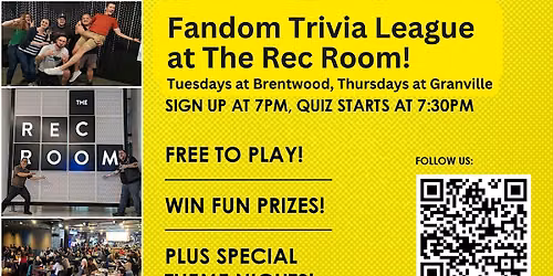 Fandom Trivia at The Rec Room - Free Pub Quiz, Theme Nights and Prizes!