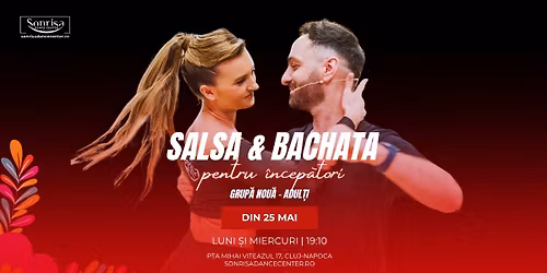 GRUP\u0102 NOU\u0102 | Salsa & Bachata pentru \u00eencep\u0103tori | din 25 Mai | Cluj-Napoca