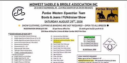 Sat Aug 29 - Purdue Western Equestrian Team Open Show