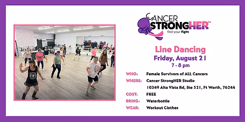 Cancer StrongHER Line Dancing \u2014 August 21, 2026
