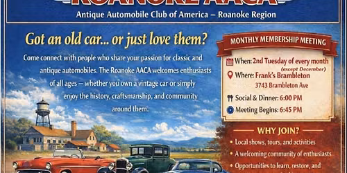 RVR-AACA Monthly Membership and Business meeting