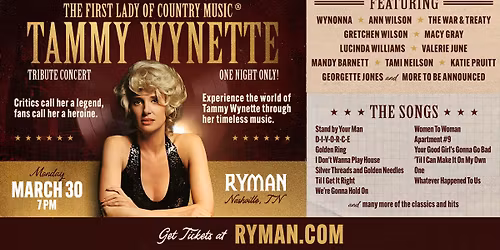 Tammy Wynette: Tribute Concert | Ryman Auditorium