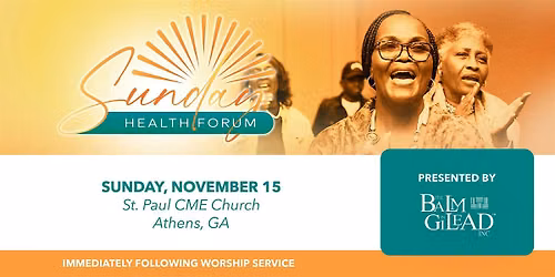 Sunday Health Forum - Athens, GA
