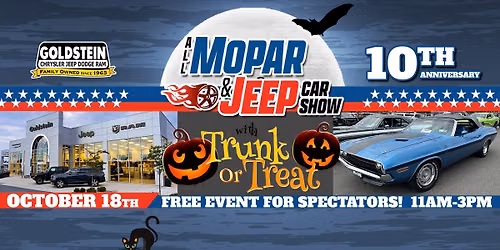 ALL MOPAR & JEEP CAR SHOW 2026 and TRUNK OR TREAT!