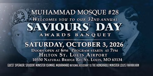 SAVE THE DATE: 32nd Annual Saviours' Day Awards Banquet-October 3, 2026