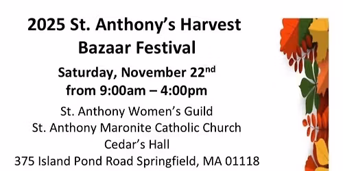 Saint Anthony\u2019s Harvest Bazaar
