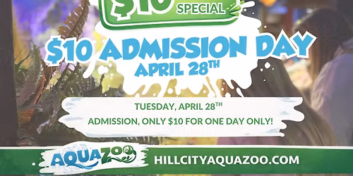 $10 Admission at AquaZoo - Tuesday, April 28th 